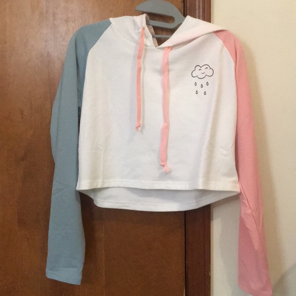 Drop hoodie blue, pink, white and cute cloud